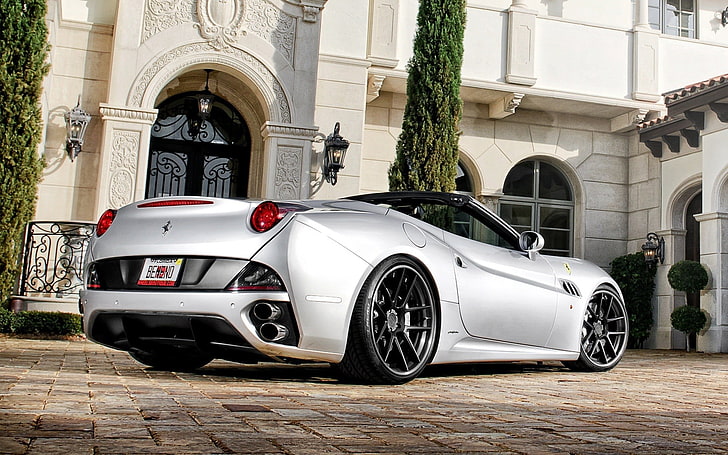 biały 5-drzwiowy hatchback, Ferrari, samochód, srebrne auta, Tapety HD