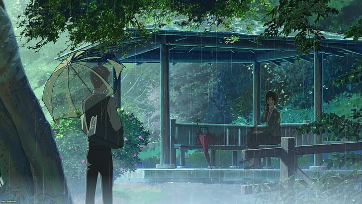 Makoto Shinkai, rain, The Garden Of Words, HD wallpaper