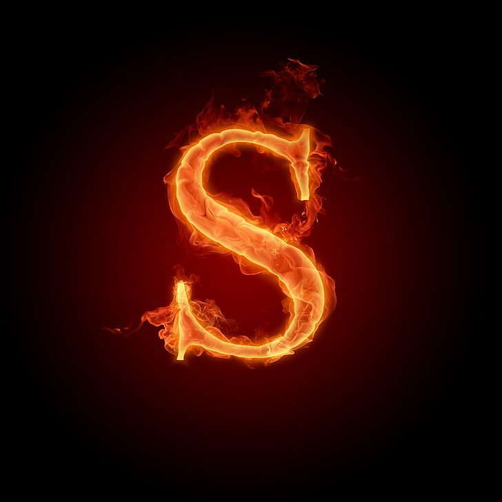 пылающая буква S иллюстрация, огонь, пламя, обои, буква, алфавит, литера, HD обои