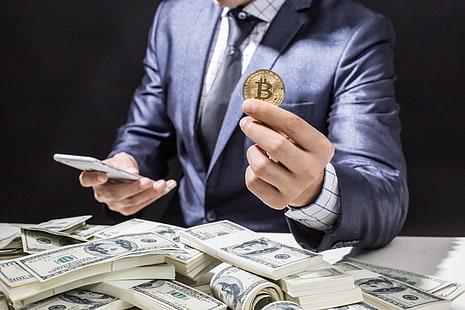 money, business, bitcoin, dolars, HD wallpaper HD wallpaper