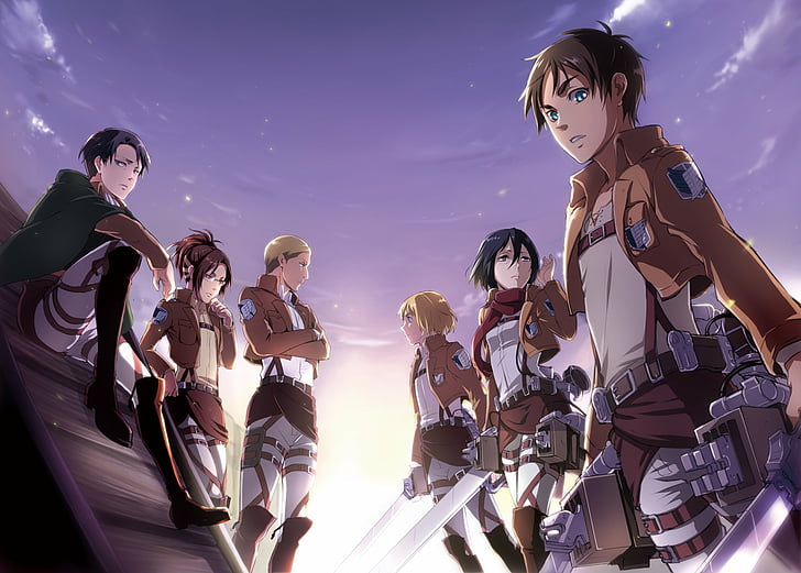 Anime, Attack On Titan, Armin Arlert, Eren Yeager, Levi Ackerman, Mikasa Ackerman, HD wallpaper