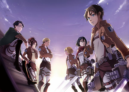 Anime, Angriff auf Titan, Armin Arlert, Eren Yeager, Levi Ackerman, Mikasa Ackerman, HD-Hintergrundbild HD wallpaper