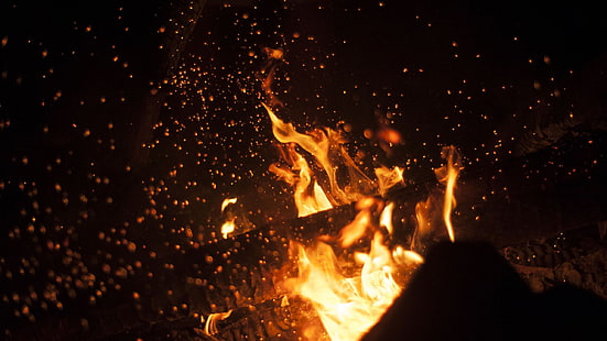 огън тапет, огън, нощ, HD тапет HD wallpaper