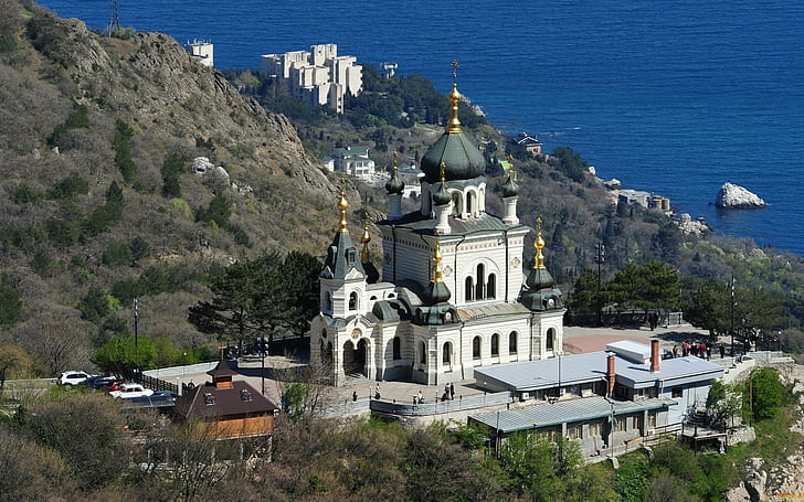 architecture, église, Yalta, Ukraine, gens, Fond d'écran HD