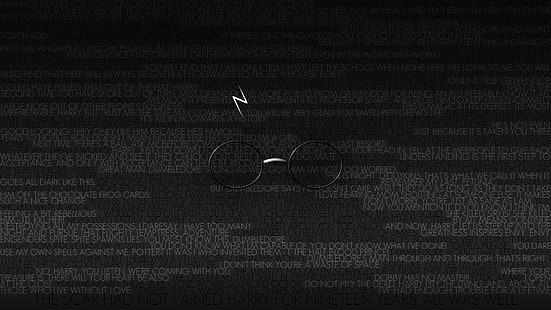 خلفية شعار هاري بوتر باللونين الأسود والرمادي ، نظارات هاري بوتر، خلفية HD HD wallpaper