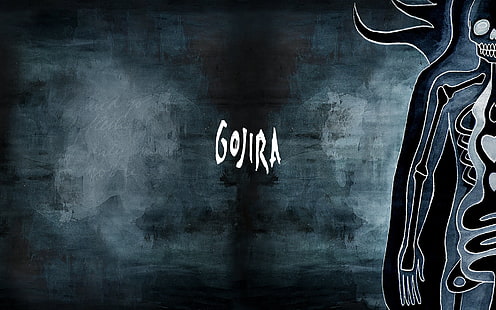 lukisan gojira, Gojira, heavy metal, skeleton, sampul album, logo band, cover art, groove metal, death metal, Wallpaper HD HD wallpaper