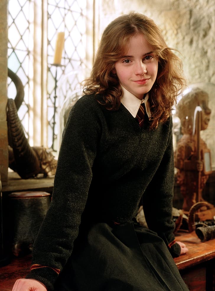 Emma Watson, Hermione Granger, Harry Potter, kvinnor, skoluniform, HD tapet, telefon tapet