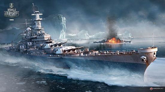 Sfondo di World Warships, World of Warships, videogiochi, Seconda Guerra Mondiale, corazzate, iceberg, Sfondo HD HD wallpaper