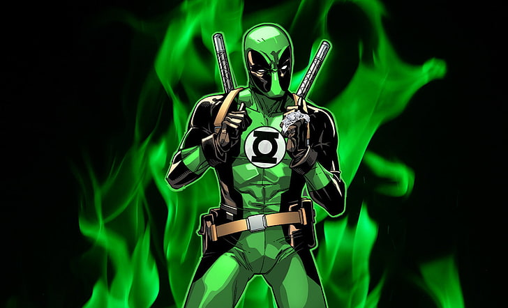 dc comics, deadpool, green, lantern, superhero, HD wallpaper