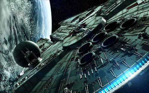 ช่องใส่เครื่องยนต์รถสีดำและสีเทา Star Wars Millennium Falcon, วอลล์เปเปอร์ HD HD wallpaper