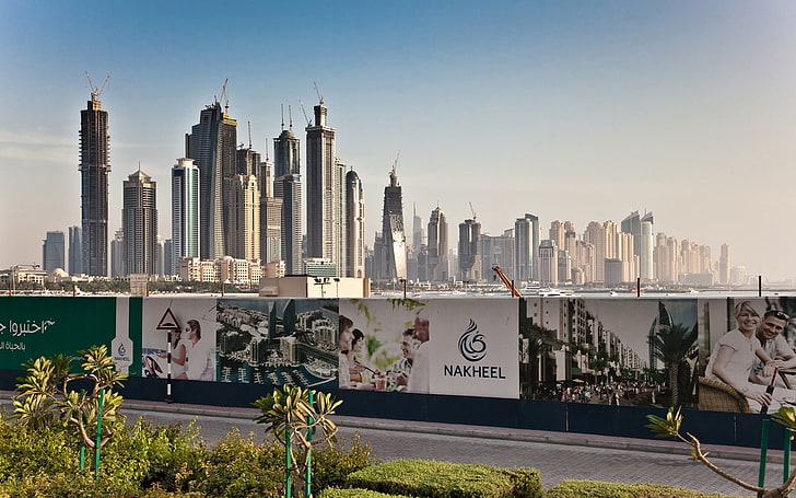 Stadtlandschaft, Dubai, Wolkenkratzer, Türme, Gebäude, Stadt, VAE, Himmel, HD-Hintergrundbild