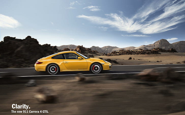 Porsche 911 Carrera GTS, желтое купе, Порше, Carrera, автомобили, HD обои