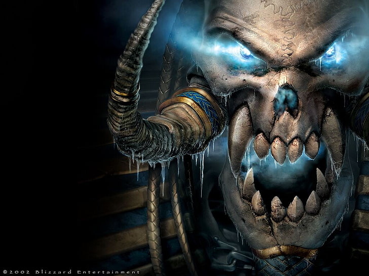 2002 papel de parede digital da Blizzard Entertainment skull character, Warcraft, World of Warcraft, videogames, HD papel de parede