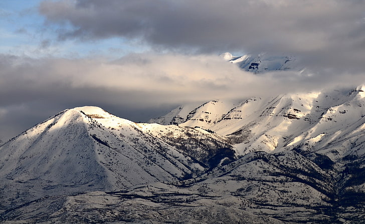 Sunrise, Mount Timpanogos, white mountain, United States, Utah, Sunrise, Mount, Timpanogos, HD wallpaper