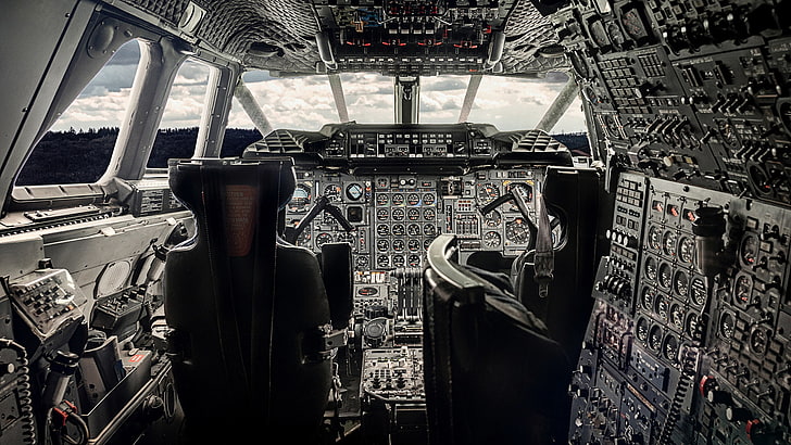 panel de control de la aeronave, aviación, dispositivos, cabina, el avión, 