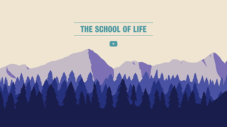 The School of Life, forest, landscape, YouTube, artwork, digital art, illustration, mountains, HD wallpaper