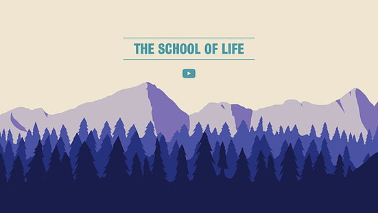 The School of Life, bosque, paisaje, YouTube, obras de arte, arte digital, ilustración, montañas, Fondo de pantalla HD HD wallpaper