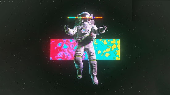 cyfrowe, sztuka cyfrowa, dzieła sztuki, przestrzeń kosmiczna, astronauta, Tapety HD HD wallpaper