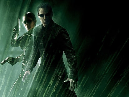 Carrie Anne Moss, Keanu Reeves, movies, Neo, The Matrix, The Matrix Revolutions, Trinity, HD wallpaper HD wallpaper