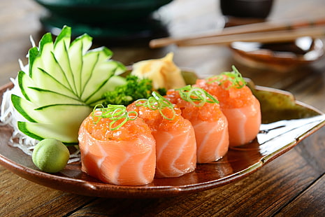 Еда, Суши, Рыба, Морепродукты, HD обои HD wallpaper