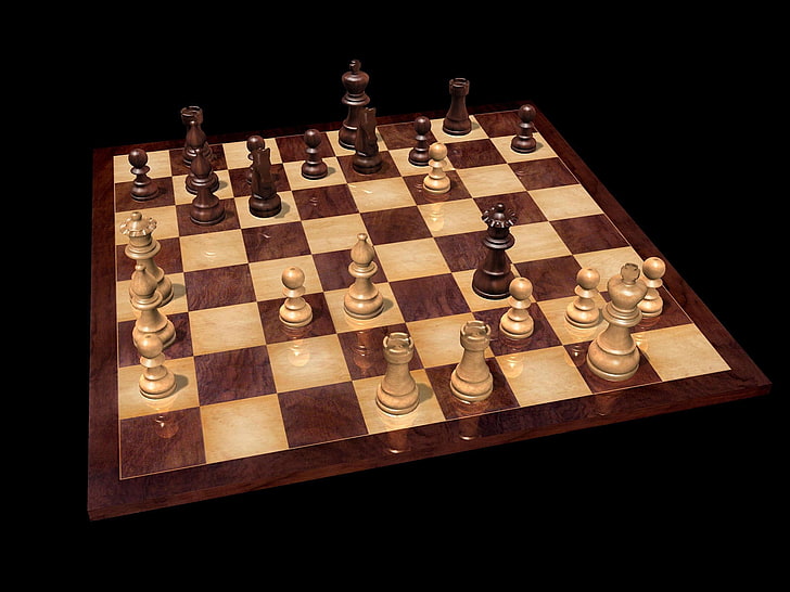 белые и коричневые шахматы, шахматы, доска, игра, вечеринка, фигуры, HD обои