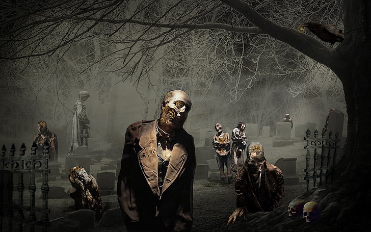 fondo de pantalla zombie, horror, cementerio, Fondo de pantalla HD
