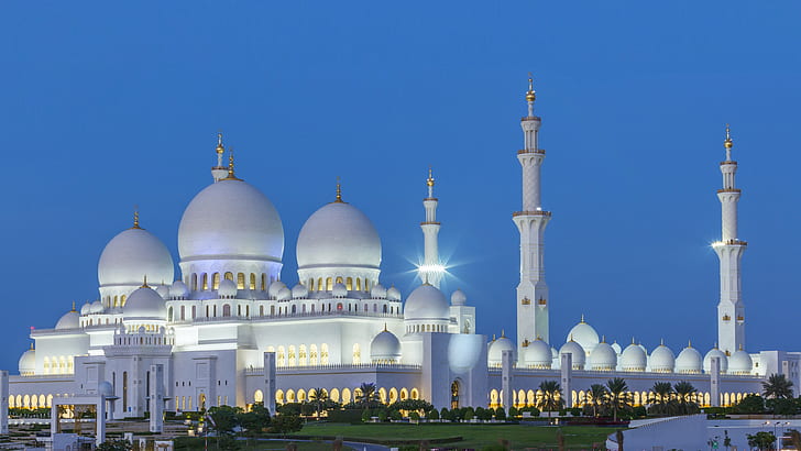 Мечеть Абу-Даби Шейха Заида Вид на ночь Uae 4k Ultra Hd Обои для рабочего стола Для компьютеров Ноутбук Планшет и мобильные телефоны 3840 × 2160, HD обои