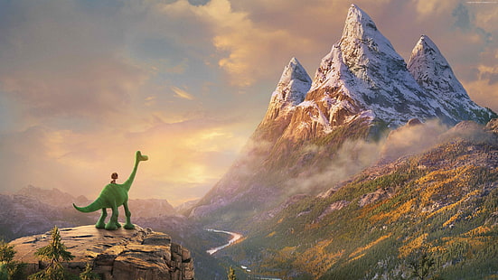 좋은 공룡, 산, HD 배경 화면 HD wallpaper