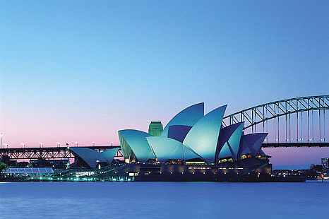 australia sydney opera house sunset, HD wallpaper HD wallpaper
