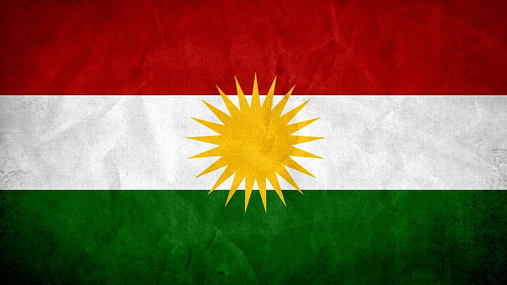 Bandiera del Kurdistan, verde, bianco, 3d e astratto, Sfondo HD
