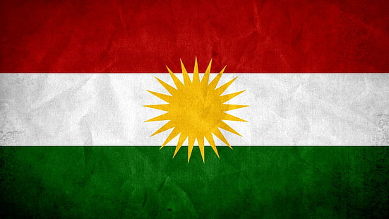 Drapeau du Kurdistan, vert, blanc, 3d et abstrait, Fond d'écran HD HD wallpaper