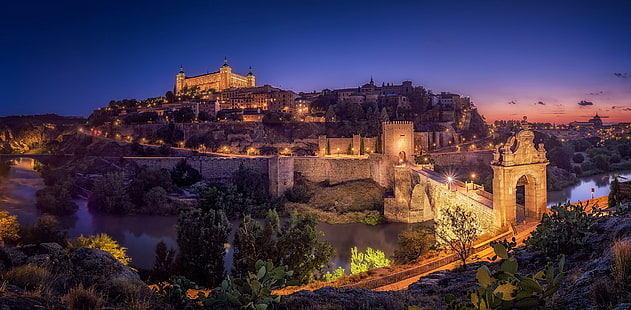 เมือง Toledo สะพานอาคาร Castilla la Mancha สเปน, วอลล์เปเปอร์ HD HD wallpaper