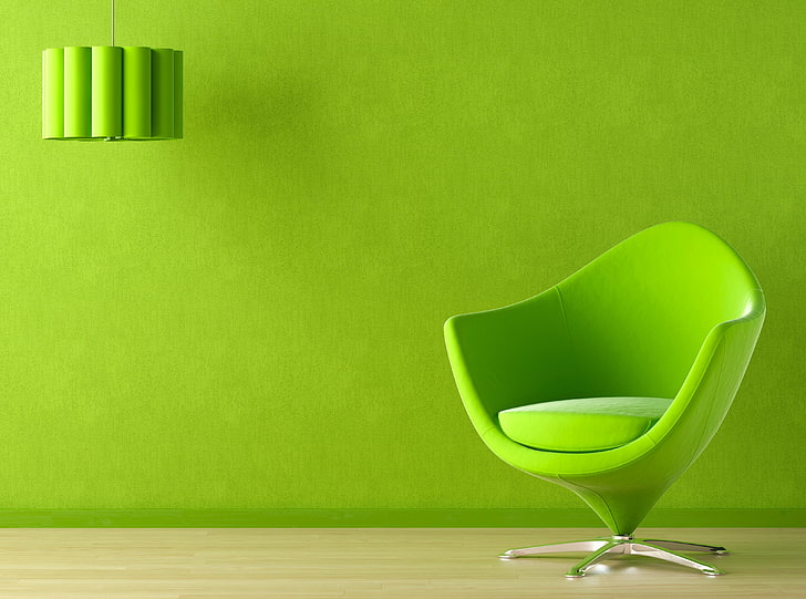 GREEN ROOM, Architecture, Modern, Design, armchair, interiordesign, HD wallpaper