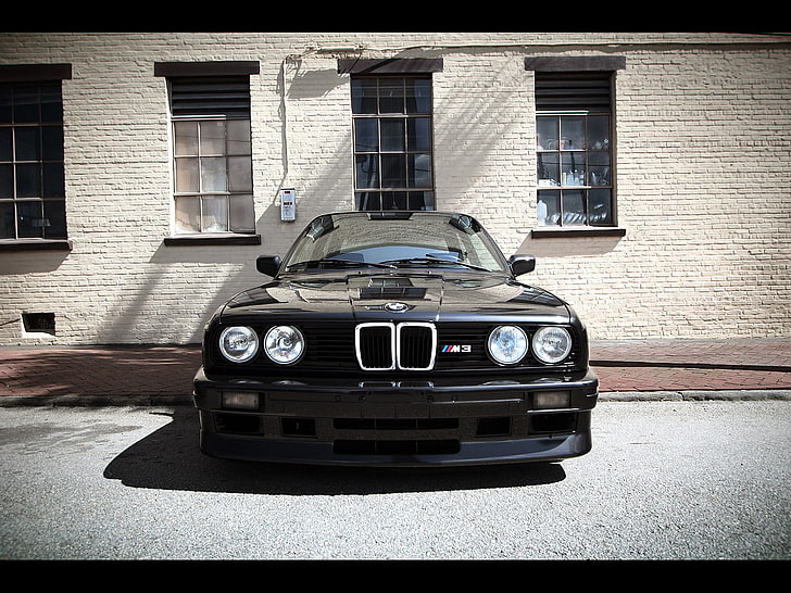 черно BMW M3, Проектирани коли, стар автомобил, автомобил, спортен автомобил, черен, BMW, BMW M3, BMW E30, HD тапет