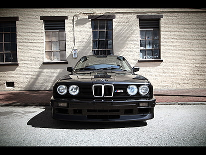 أسود BMW M3 ، سيارات المشروع ، السيارة القديمة ، السيارة ، السيارة الرياضية ، الأسود ، BMW ، BMW M3 ، BMW E30، خلفية HD HD wallpaper