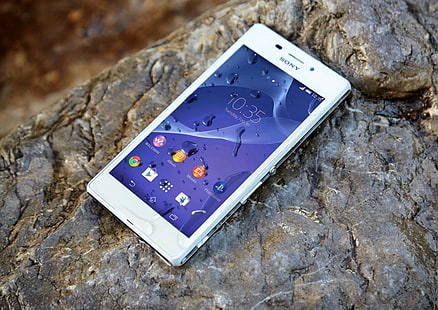 white Sony Xperia smartphone, high-tech, Android, rock, smartphone, technology, smart, cell phone, SmartBand, 20.7MP, Wi-Fi, technological beauty, digital display, mobile phone, Japanese manufacturer, Xperia M4 Aqua, Sony Xperia M4, HD wallpaper HD wallpaper