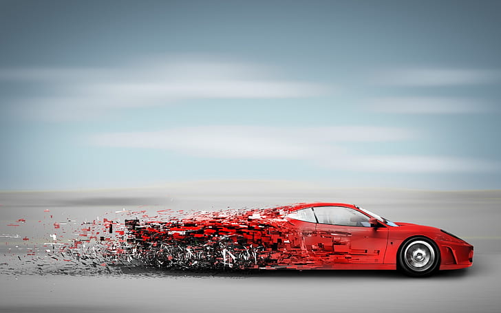 Carro rápido, carro vermelho, carro cupê, carro esporte, HD papel de parede