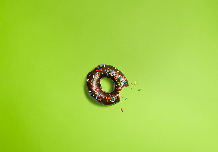 Android (operating system), green, donut, green background, minimalism, digital art, food, sweets, HD wallpaper