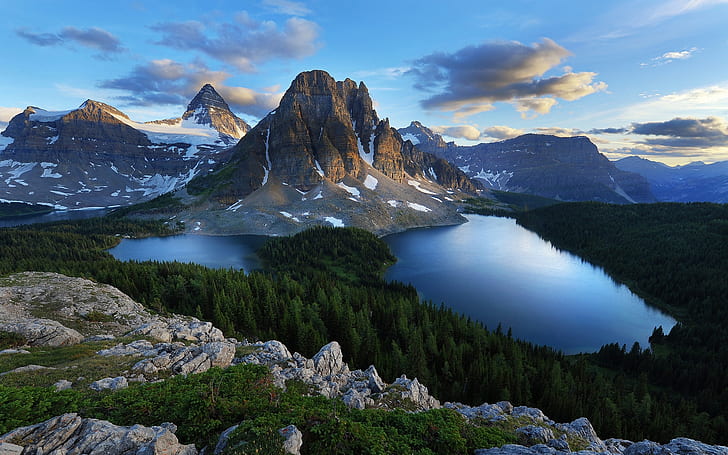 Mountains and Lakes, mount rainier national park, landscape, snow, mountains, lakes, background, HD wallpaper