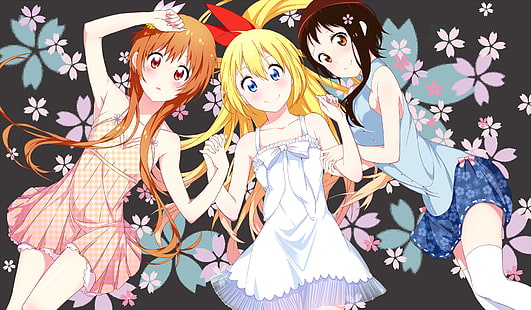 Anime, Nisekoi, Chitoge Kirisaki, Kosaki Onodera, Marika Tachibana, HD papel de parede HD wallpaper