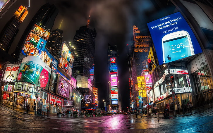 Time Square, New York wallpaper, paesaggio urbano, città, edificio, HDR, luci, Times Square, New York City, Sfondo HD