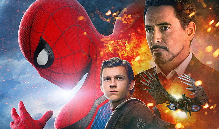 Spider-Man, Spider-Man: Homecoming, Iron Man, Robert Downey Jr., Tom Holland, Vulture (Marvel Comics), HD wallpaper