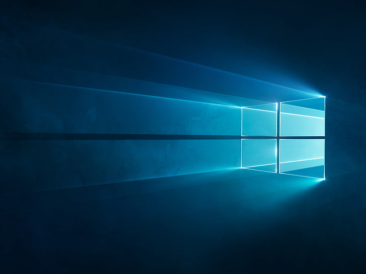 Windows 10, лого на Windows, синьо, HD тапет
