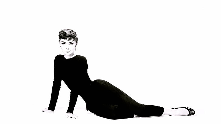 women's long-sleeved dress, retro, Audrey Hepburn, style icon, HD wallpaper