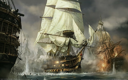 Napoleon Total War, videogame, navio, arte conceitual, guerra, navios à vela, napoleon total war, videogame, navio, arte conceitual, guerra, navios à vela, HD papel de parede HD wallpaper