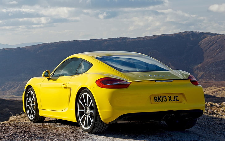 yellow coupe, Porsche, yellow cars, car, HD wallpaper