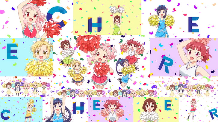 Anime, Anima Yell!, Arima Hizume, Hatoya Kohane, Sawatari Uki, Tatejima Kotetsu, Ushiku Kana, HD wallpaper
