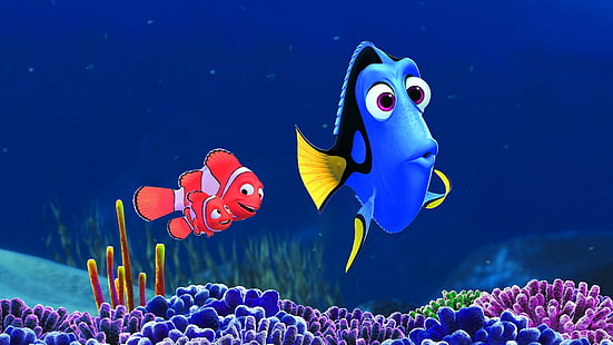 Finding Nemo Underwater Fish Clown Fish Blue HD, blå, filmer, fisk, undervattens, clown, nemo, hitta, HD tapet HD wallpaper
