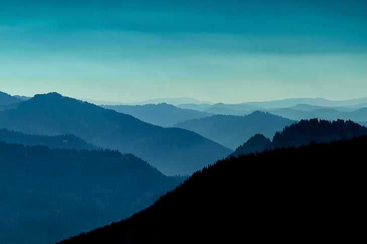 гледка от птичи поглед към Големите опушени планини, планини, Вашингтон, САЩ, 4K, HD тапет