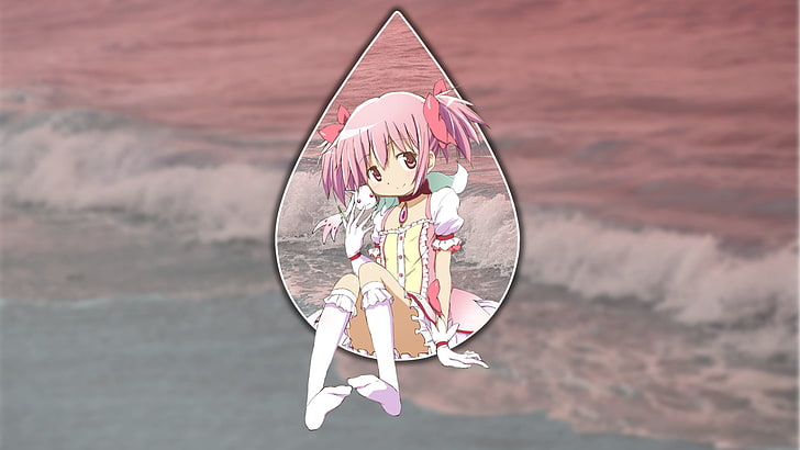 Mahou Shoujo Madoka Magica, Kaname Madoka, Kyuubey, PIP (picture-in-picture), Piture in picture, 뷰어를 보면서, HD 배경 화면